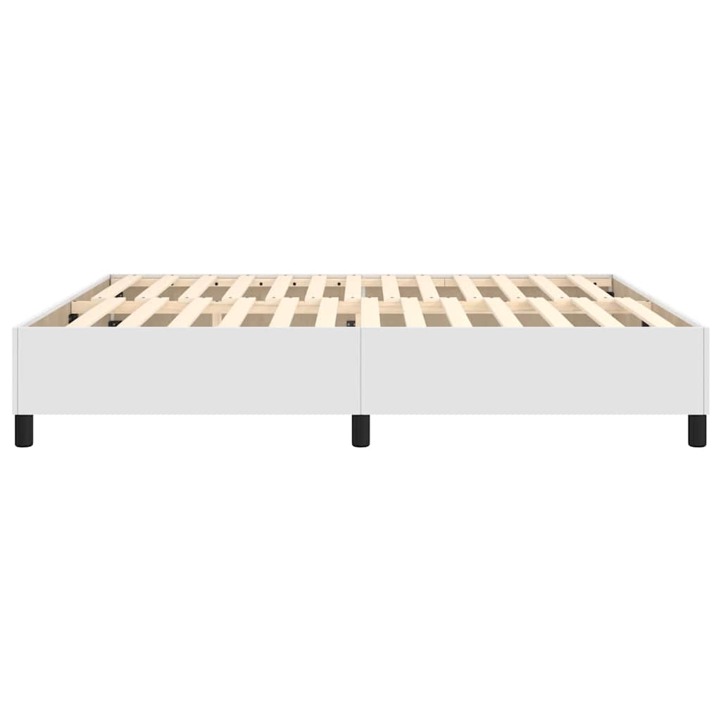 Box Spring Bed Frame White Super King Faux Leather