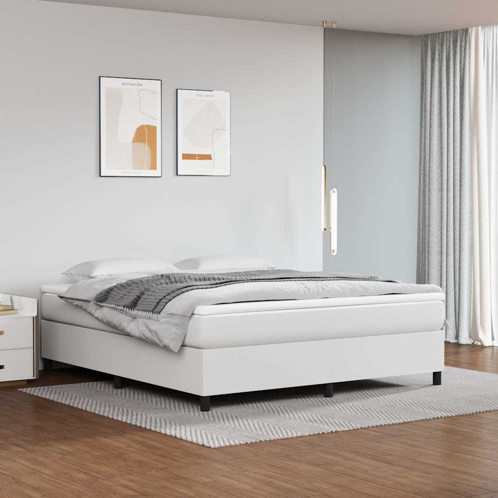 Box Spring Bed Frame White Super King Faux Leather