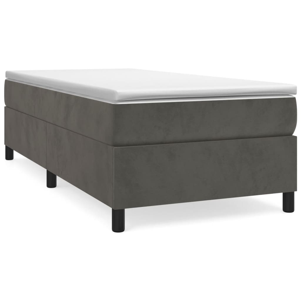 Box Spring Bed Frame Dark Grey Single Velvet (UK/IE/FI/NO only)