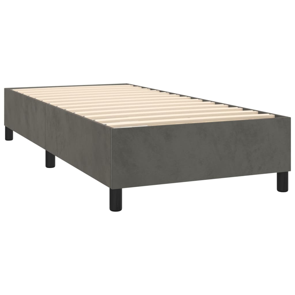 Box Spring Bed Frame Dark Grey Single Velvet (UK/IE/FI/NO only)