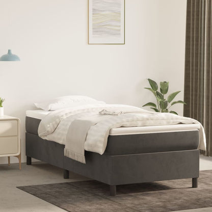 Box Spring Bed Frame Dark Grey Single Velvet (UK/IE/FI/NO only)