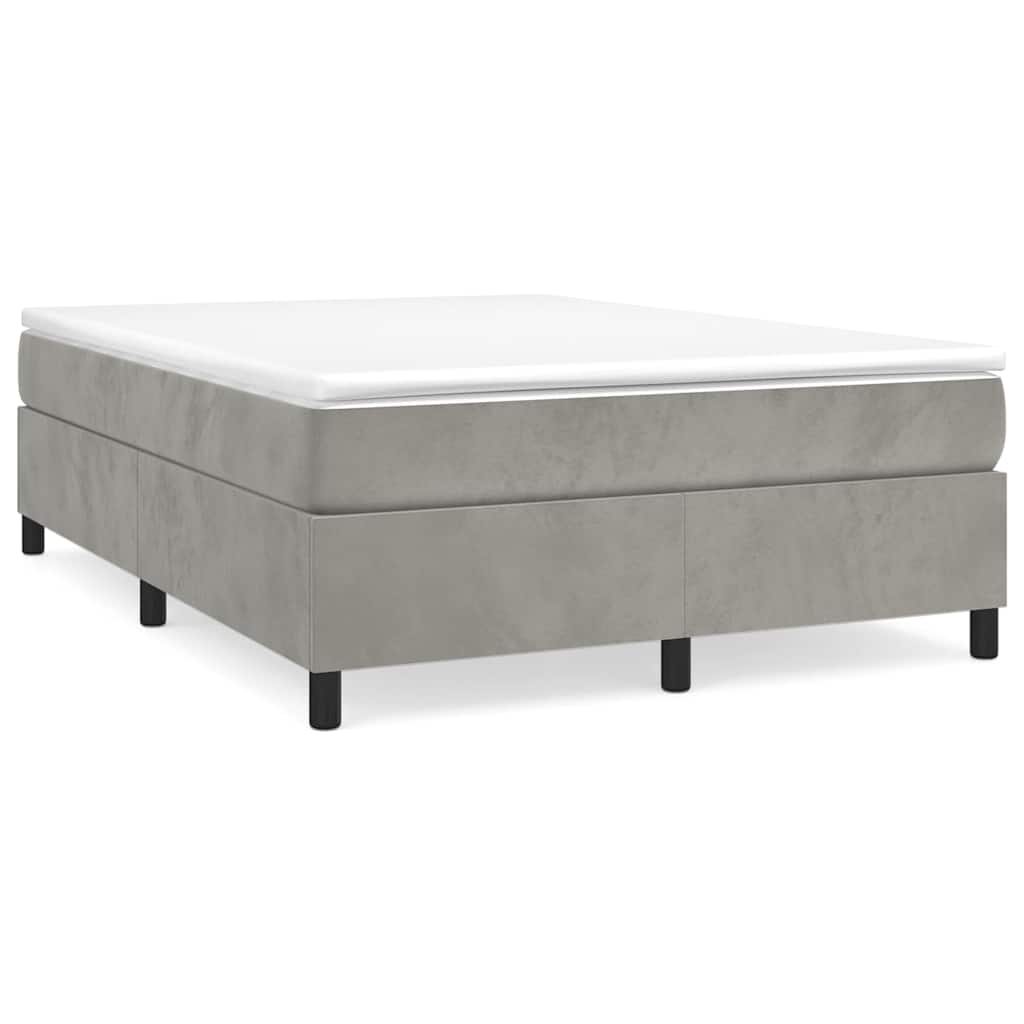 Box Spring Bed Frame Light Grey Double Velvet