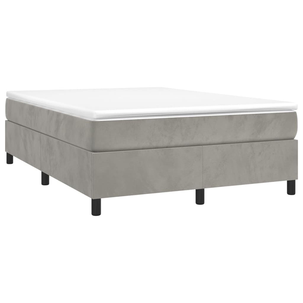 Box Spring Bed Frame Light Grey Double Velvet (UK/IE/FI/NO only)