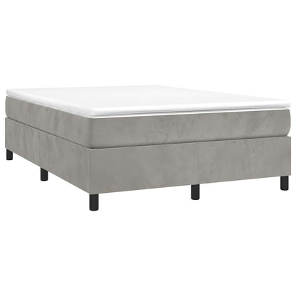 Box Spring Bed Frame Light Grey Double Velvet