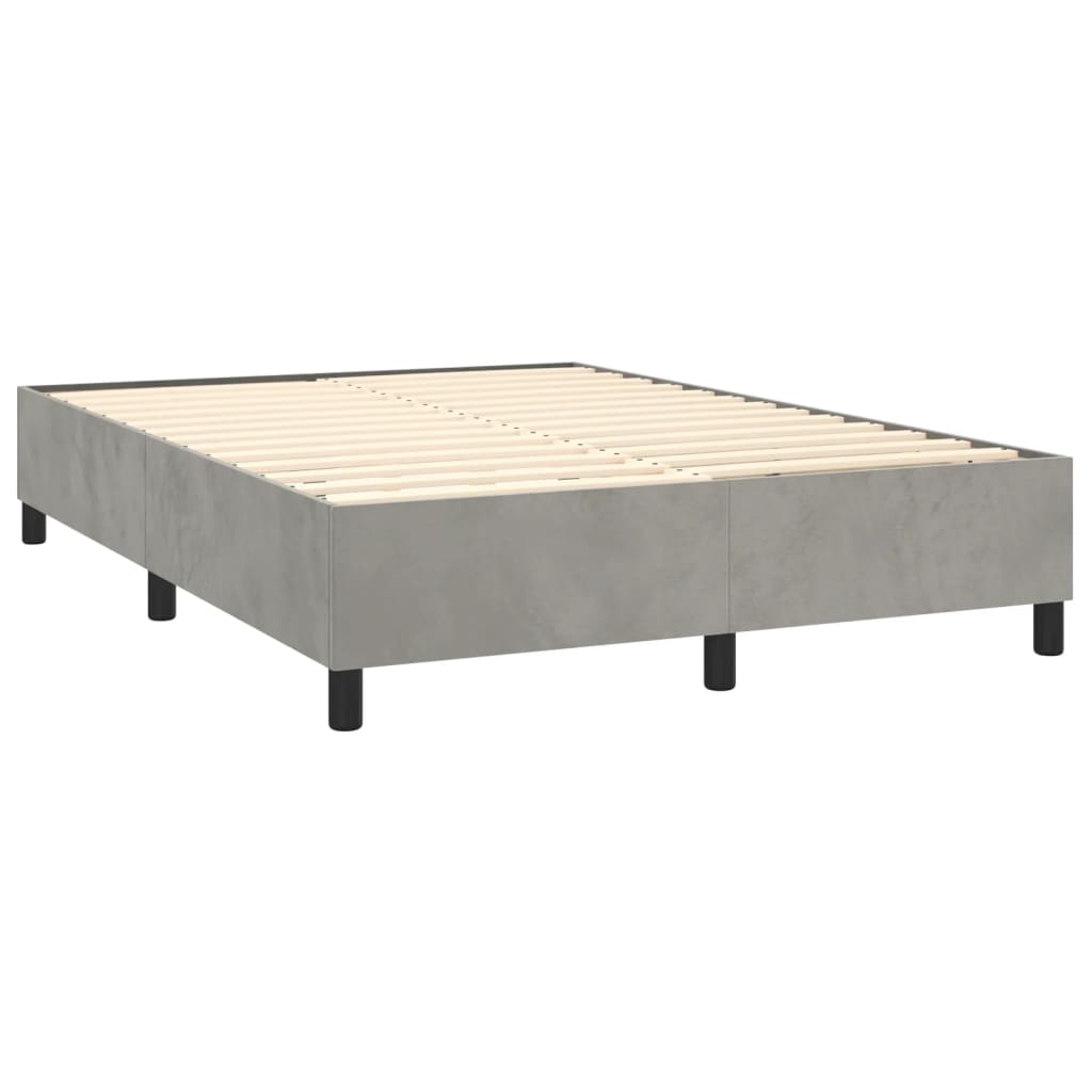 Box Spring Bed Frame Light Grey Double Velvet (UK/IE/FI/NO only)