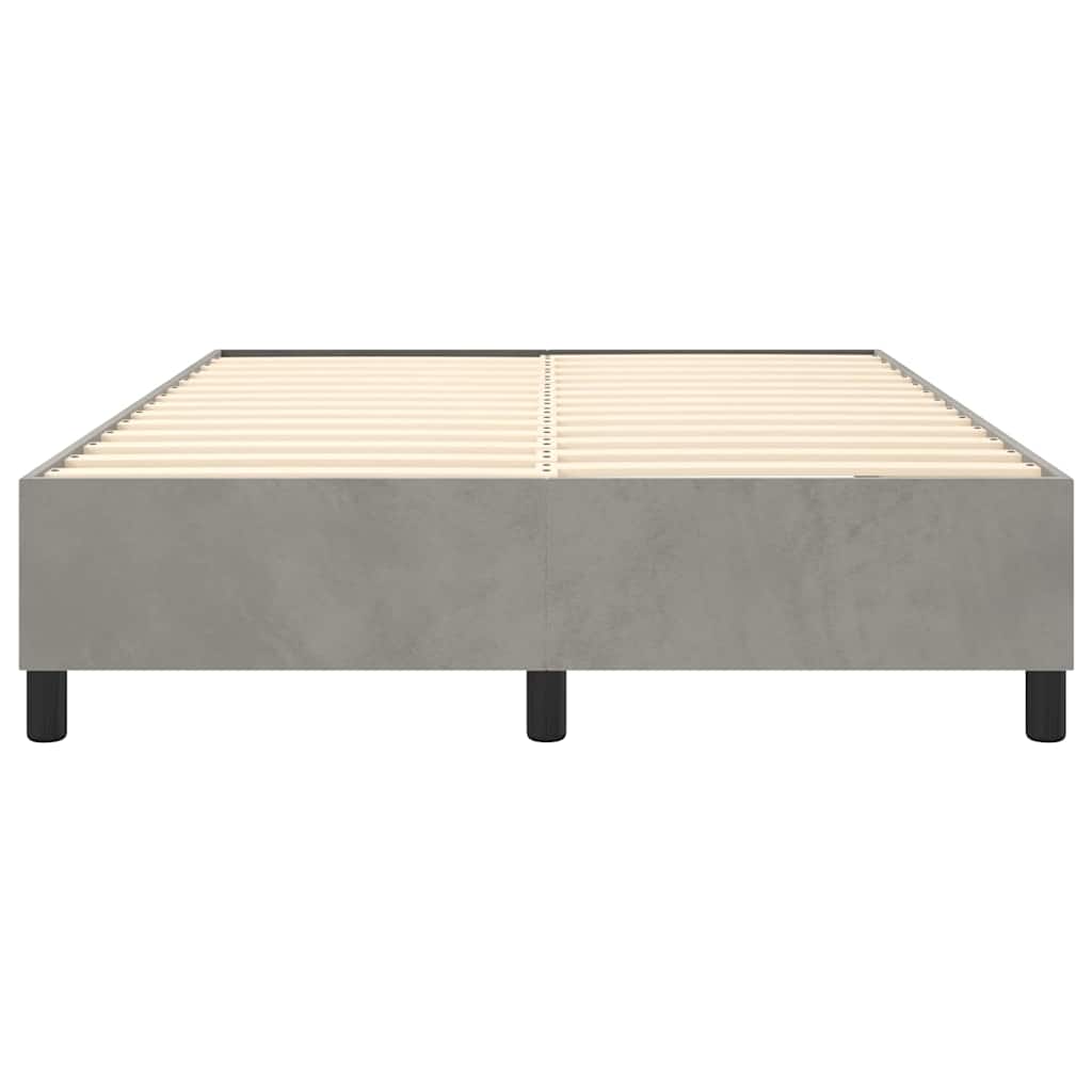 Box Spring Bed Frame Light Grey Double Velvet