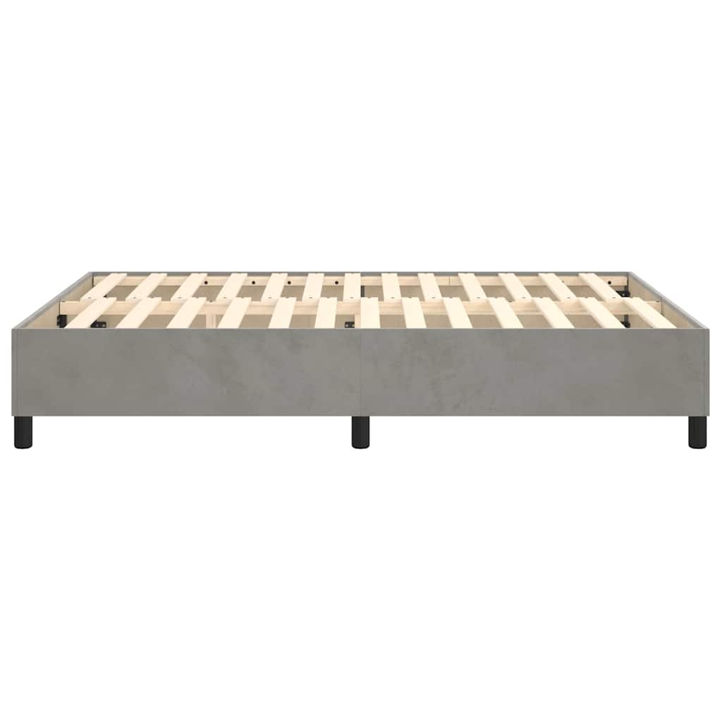 Box Spring Bed Frame Light Grey Double Velvet