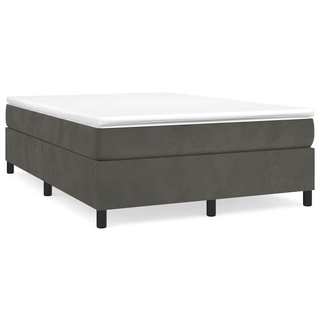 Box Spring Bed Frame Dark Grey Double Velvet