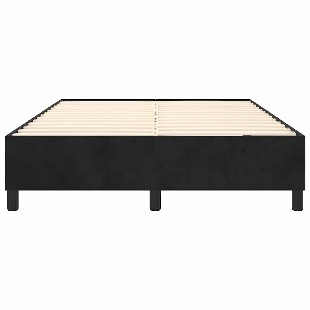 Box Spring Bed Frame Black Double Velvet