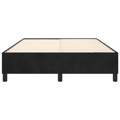 Box Spring Bed Frame Black Double Velvet
