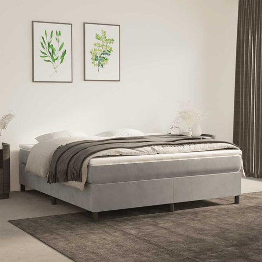 Box Spring Bed Frame Light Grey Super King Velvet (UK/IE/FI/NO only)