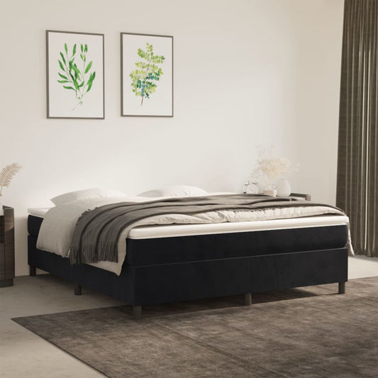 Box Spring Bed Frame Black Super King Velvet (UK/IE/FI/NO only)