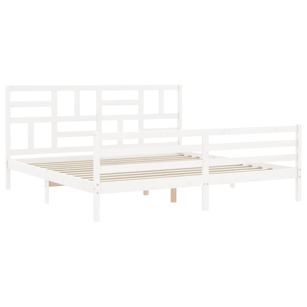 Bed Frame without Mattress White 200x200 cm Solid Wood