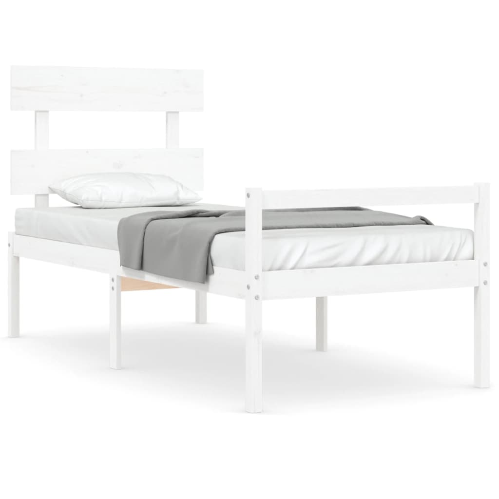 Senior Bed without Mattress White Single Solid Wood