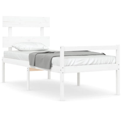 Senior Bed without Mattress White Single Solid Wood