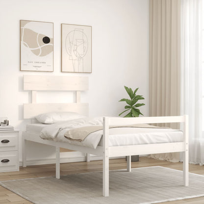 Senior Bed without Mattress White Single Solid Wood