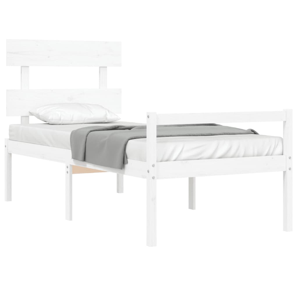 Senior Bed without Mattress White Single Solid Wood