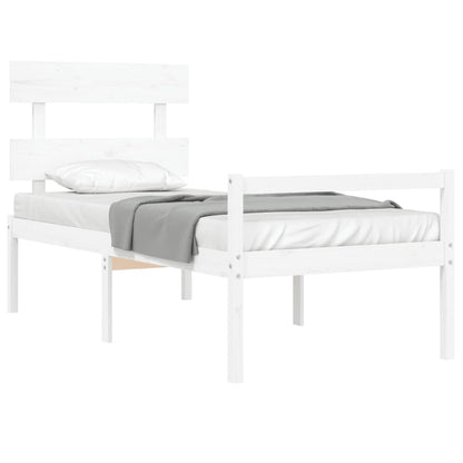 Senior Bed without Mattress White Single Solid Wood