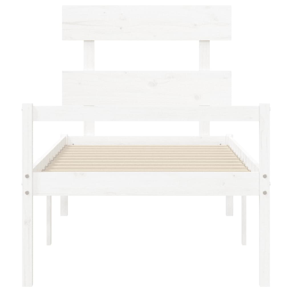 Senior Bed without Mattress White Single Solid Wood