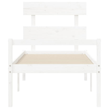 Senior Bed without Mattress White Single Solid Wood