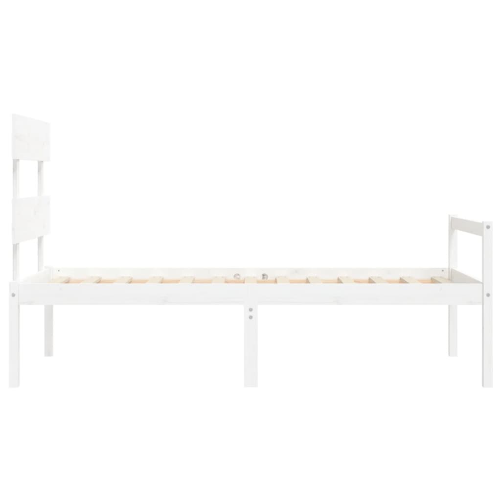 Senior Bed without Mattress White Single Solid Wood