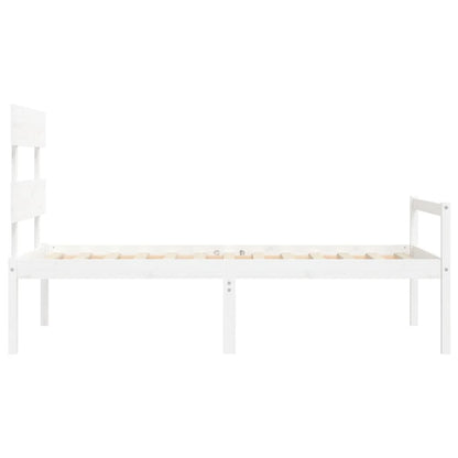 Senior Bed without Mattress White Single Solid Wood