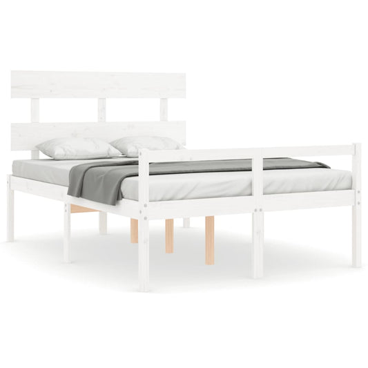 Senior Bed without Mattress White Small Double Solid Wood