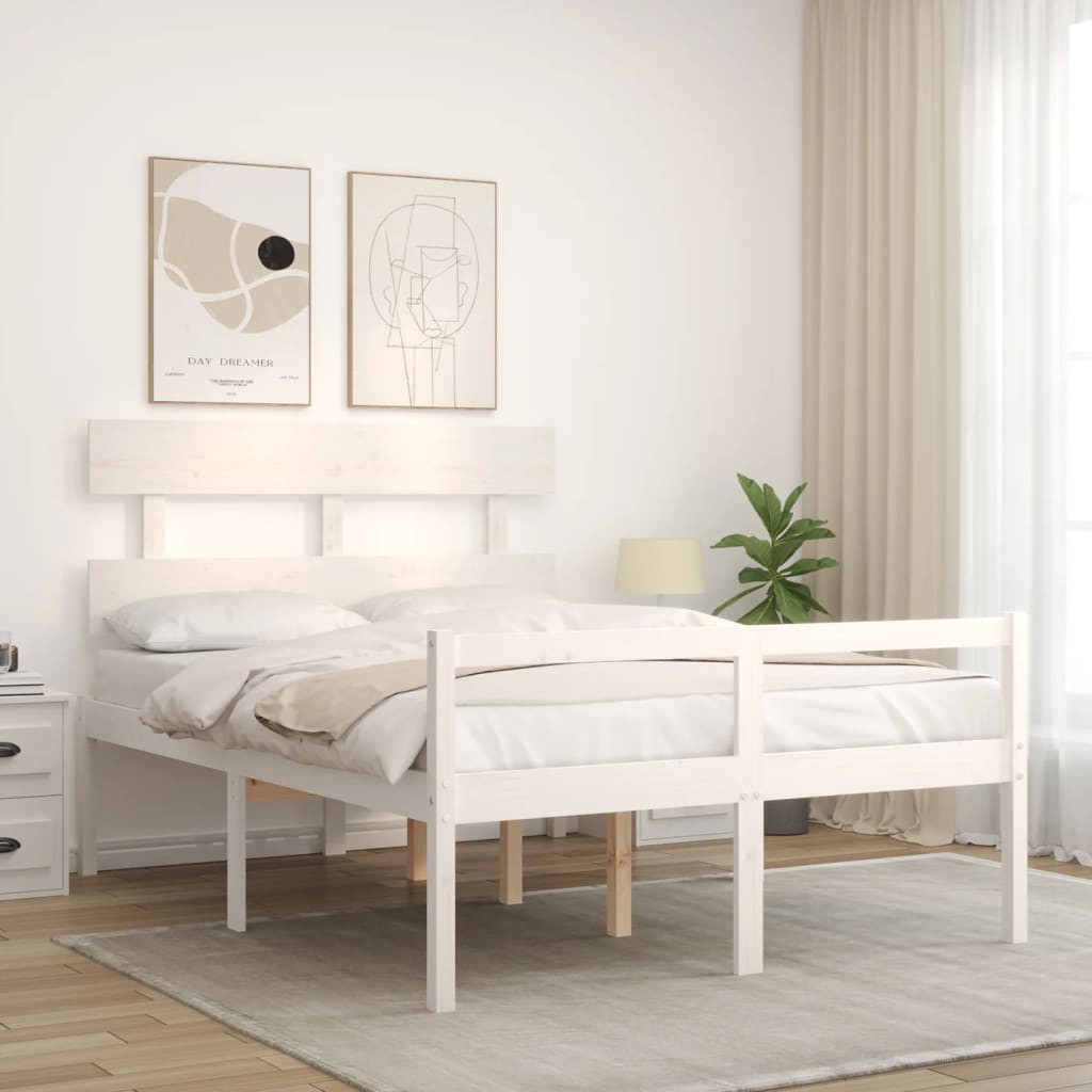 Senior Bed without Mattress White Small Double Solid Wood