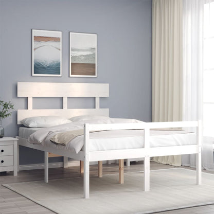 Senior Bed without Mattress White Small Double Solid Wood