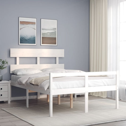Senior Bed without Mattress White Small Double Solid Wood