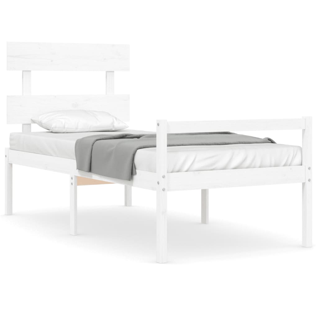Senior Bed without Mattress White 90x200 cm Solid Wood