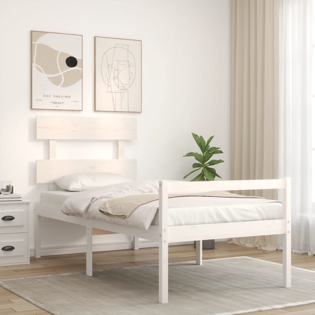 Senior Bed without Mattress White 90x200 cm Solid Wood