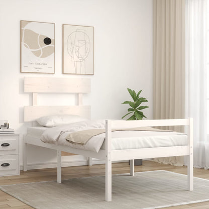 Senior Bed without Mattress White 90x200 cm Solid Wood