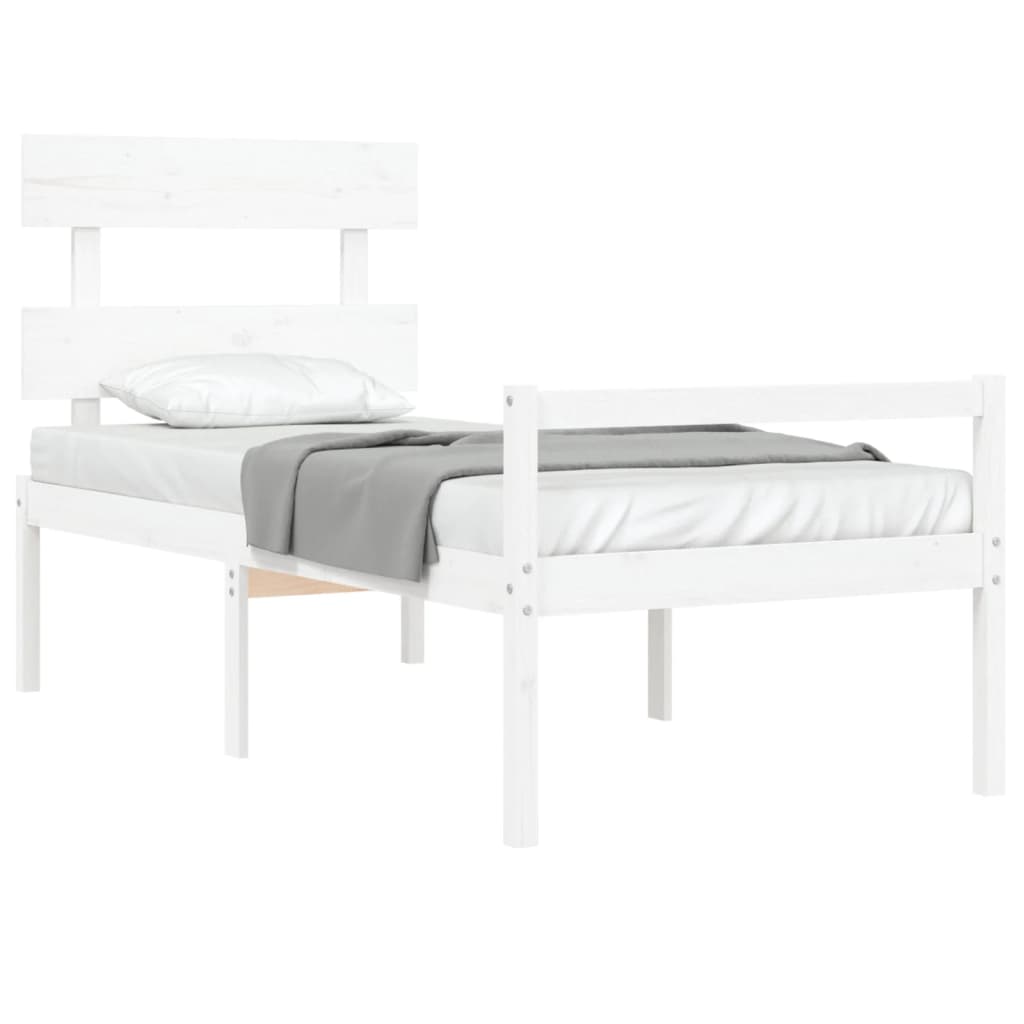 Senior Bed without Mattress White 90x200 cm Solid Wood