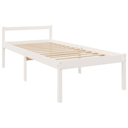 Senior Bed without Mattress White 90x200 cm Solid Wood