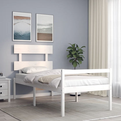 Senior Bed without Mattress White 90x200 cm Solid Wood