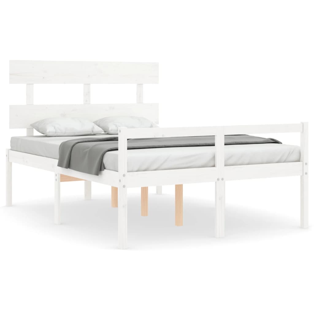 Senior Bed without Mattress White 120x200 cm Solid Wood