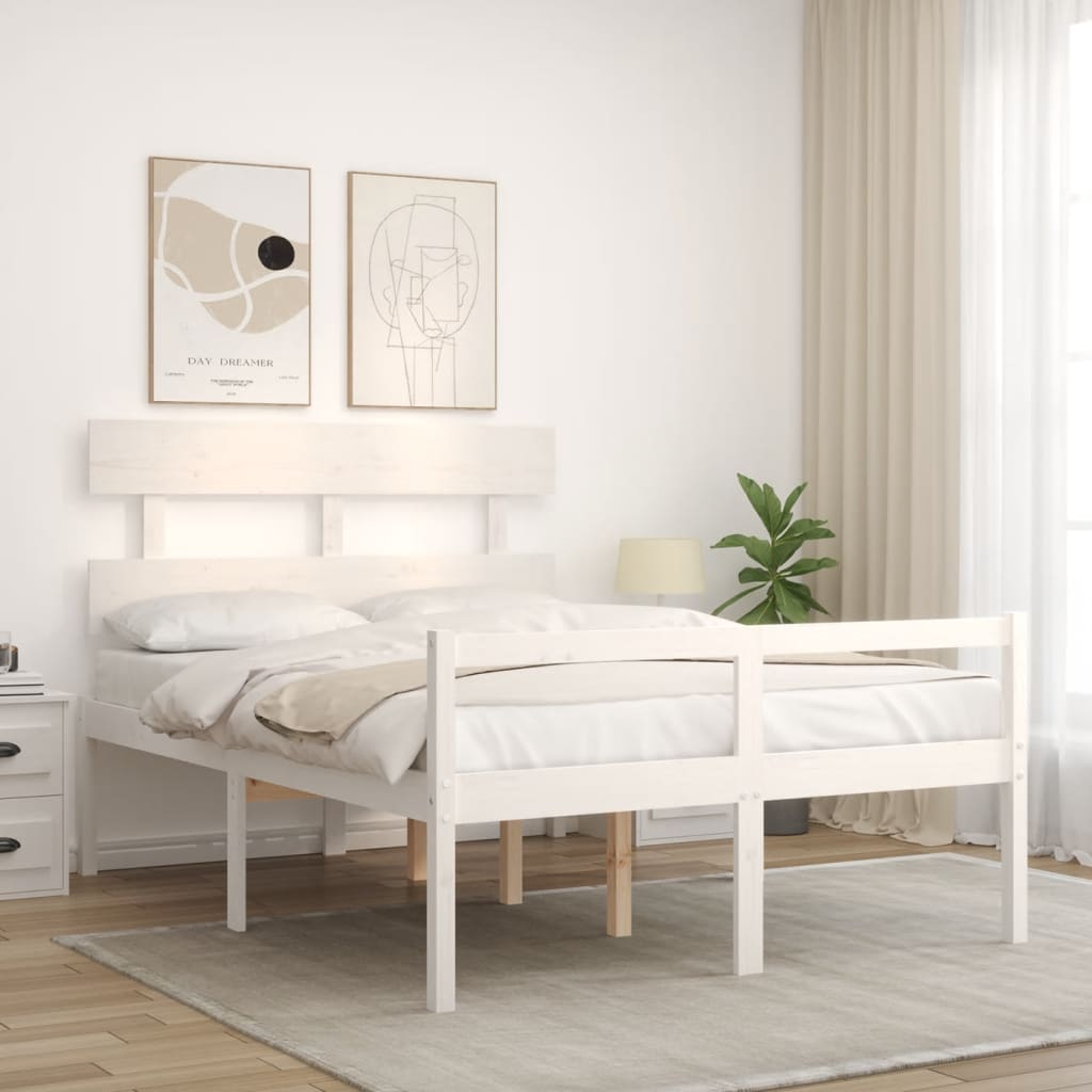 Senior Bed without Mattress White 120x200 cm Solid Wood