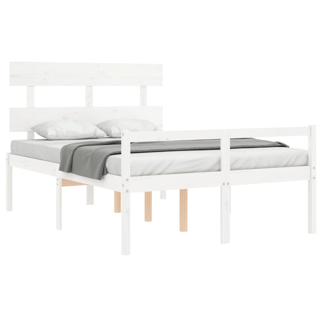 Senior Bed without Mattress White 120x200 cm Solid Wood