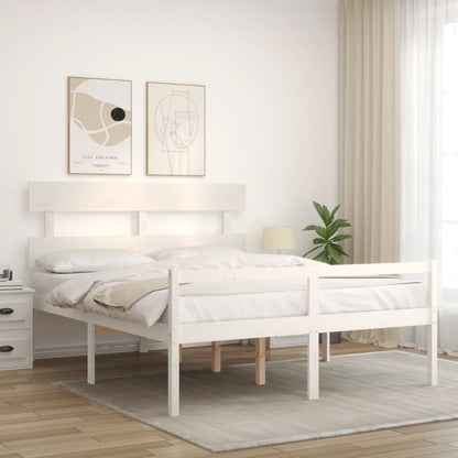 Senior Bed without Mattress White 160x200 cm Solid Wood