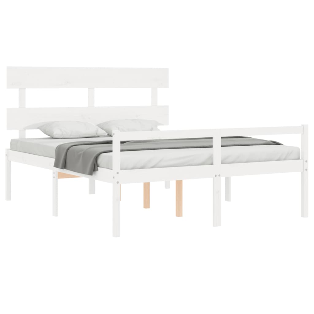 Senior Bed without Mattress White 160x200 cm Solid Wood