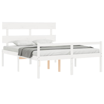 Senior Bed without Mattress White 160x200 cm Solid Wood