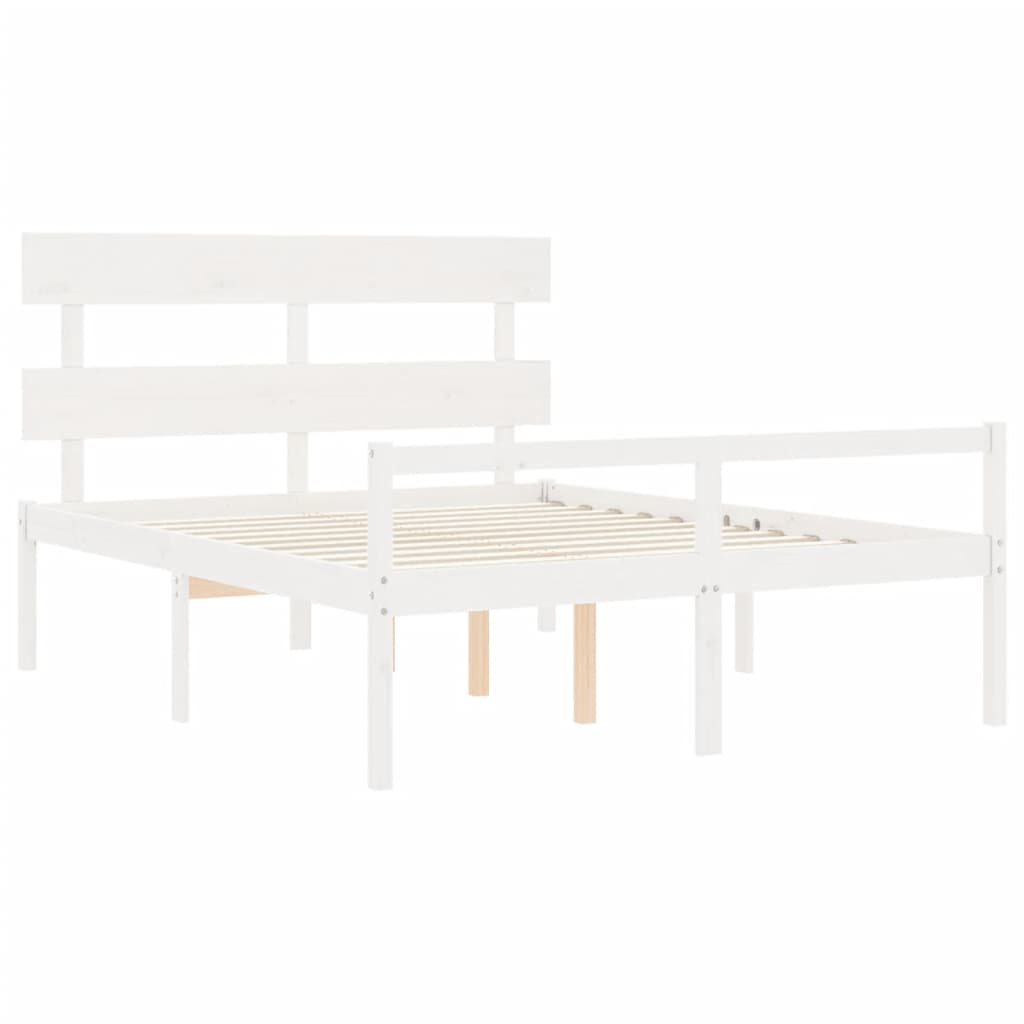 Senior Bed without Mattress White 160x200 cm Solid Wood