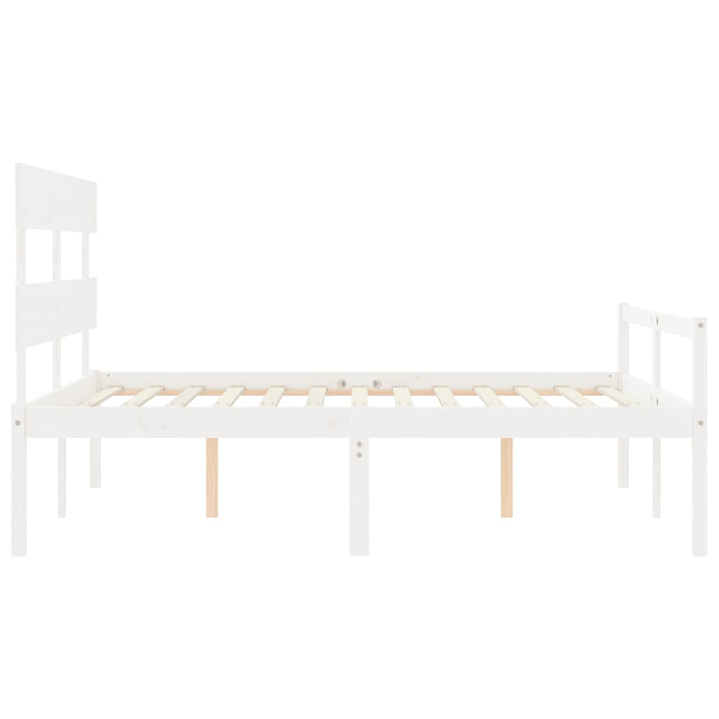 Senior Bed without Mattress White 160x200 cm Solid Wood