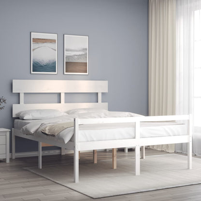Senior Bed without Mattress White 160x200 cm Solid Wood