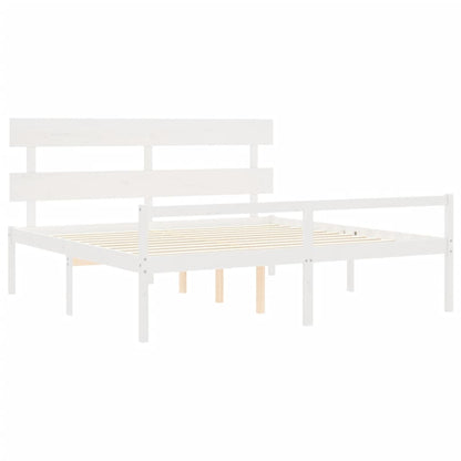 Senior Bed without Mattress White Super King Size Solid Wood
