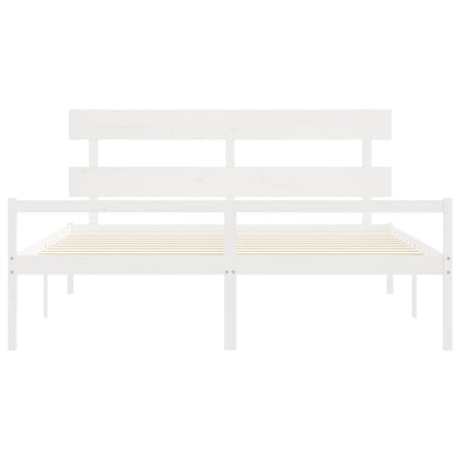 Senior Bed without Mattress White Super King Size Solid Wood