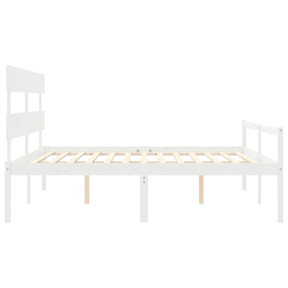 Senior Bed without Mattress White Super King Size Solid Wood
