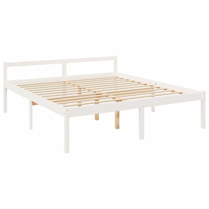 Senior Bed without Mattress White Super King Size Solid Wood