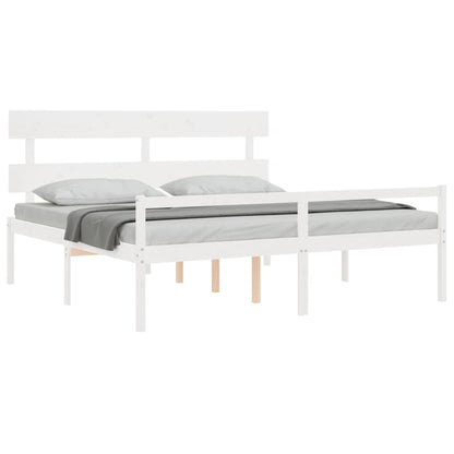 Senior Bed without Mattress White 200x200 cm Solid Wood
